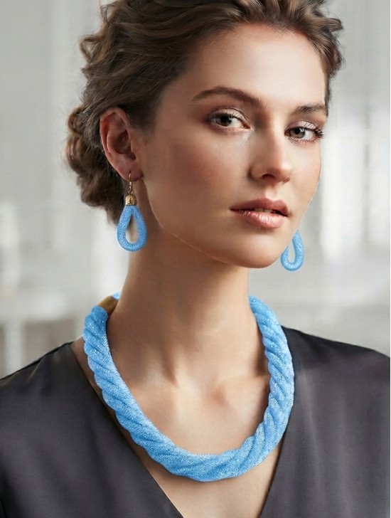 SPARKLE TUBE TWIST NECKLACE AND EARRING SET